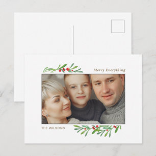Cartes Pour Fêtes Annuelles Photo botanique Holly Berry Gold