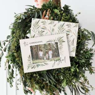 Cartes Pour Fêtes Annuelles Photo botanique simple élégante naturelle de Noël