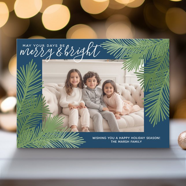 Cartes Pour Fêtes Annuelles Photo Branches Whimsical Calligraphie Noël (Modern Holiday Greeting Card with a Family Photo)