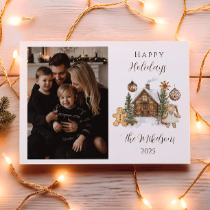 Cartes Pour Fêtes Annuelles Photo Cabane en pain d'épice rustique Noël