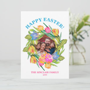 Cartes Pour Fêtes Annuelles Photo Cadre Floral Joyeux Pâques