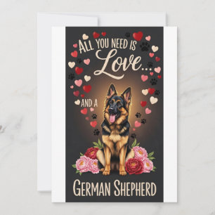 Cartes Pour Fêtes Annuelles Photo câlin de la Saint-Valentin d'un berger allem
