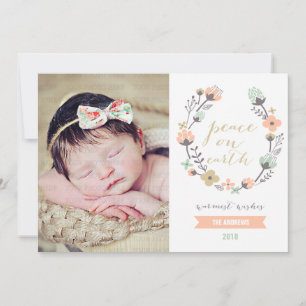 Cartes Pour Fêtes Annuelles Photo Card de Pink Mint Holiday Floral Custom