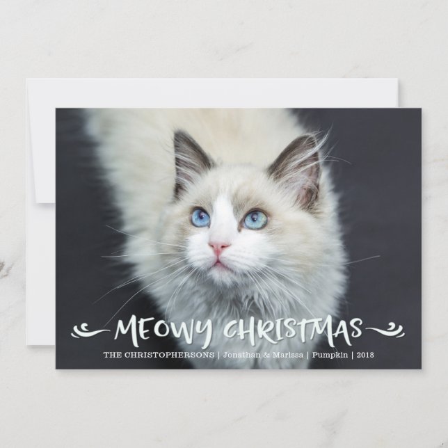 Cartes Pour Fêtes Annuelles Photo Cat | Noël Meowy (Devant)