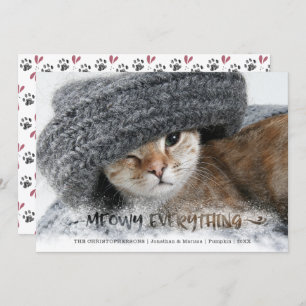Cartes Pour Fêtes Annuelles Photo Chat Snowy Brush Script MEOWY TOUT