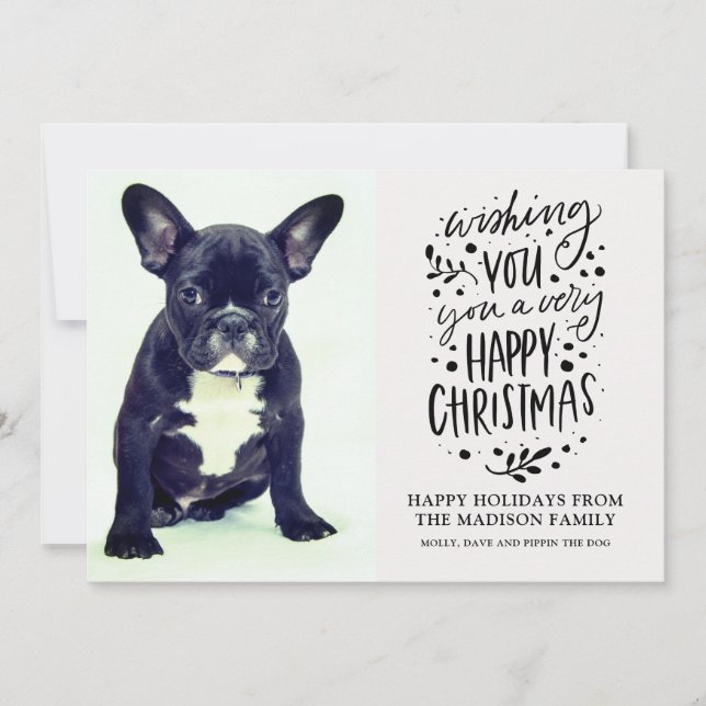 Cartes Pour Fêtes Annuelles Photo Chien mignon Noël (Devant)