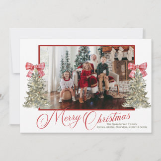 Cartes Pour Fêtes Annuelles Photo Classic Christmas Card avec Aquarelle Arbres