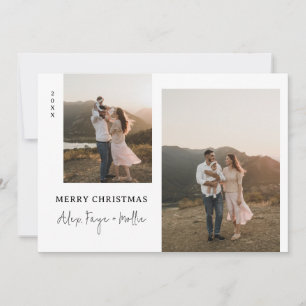 Cartes Pour Fêtes Annuelles Photo classique Joyeux Noël Antique Blanc Points