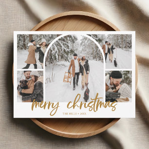 Cartes Pour Fêtes Annuelles Photo Collage Arc Joyeux Noël Fancy Script