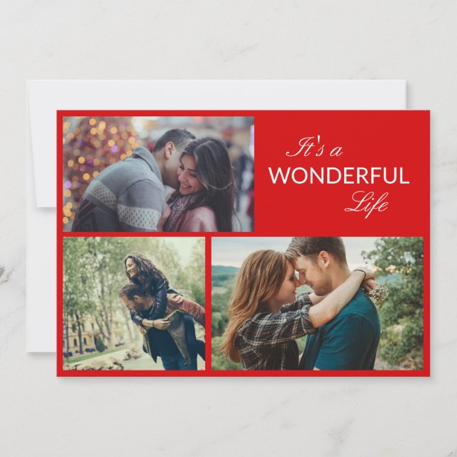 Cartes Pour Fêtes Annuelles Photo Collage C'est une merveilleuse vie Noël Holi (Devant)