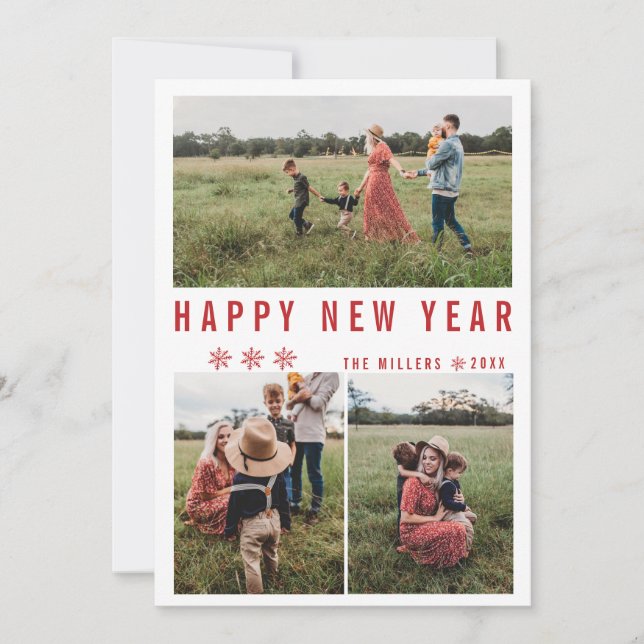 Cartes Pour Fêtes Annuelles Photo Collage Happy New Year Holiday Cards (Devant)