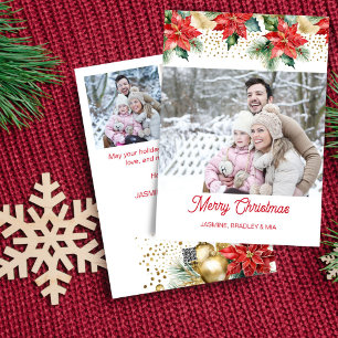 Cartes Pour Fêtes Annuelles Photo collage Joyeux Noël poinsettia rouge
