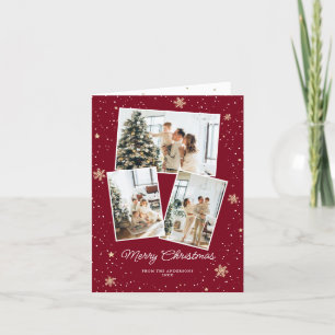 Cartes Pour Fêtes Annuelles Photo Collage Snowflakes Red Merry Christmas Card