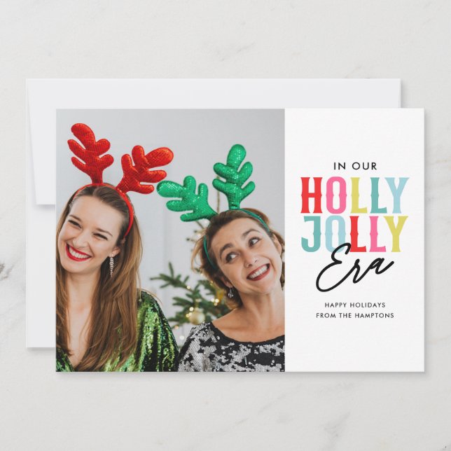 Cartes Pour Fêtes Annuelles Photo couleur Holly Jolly Era (Devant)