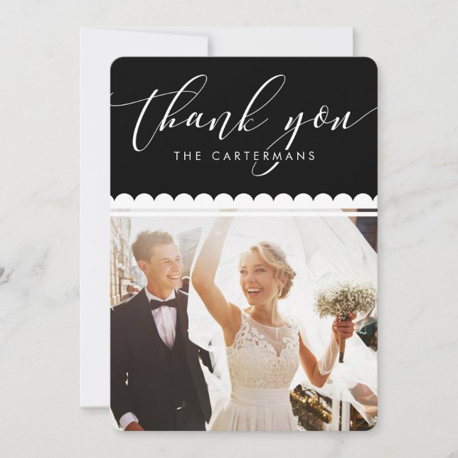 Cartes Pour Fêtes Annuelles PHOTO COUPLE mignonne élégante Saint-Jacques noir  (Devant)