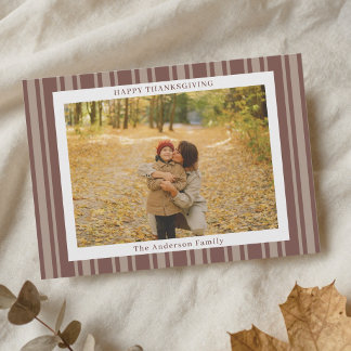 Cartes Pour Fêtes Annuelles Photo d'Action de Grâce aux rayures d'Automne