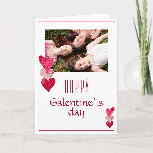 Cartes Pour Fêtes Annuelles Photo d'amie au cœur rose pour la Saint-Valentin e (Devant)
