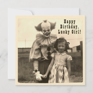 Cartes Pour Fêtes Annuelles Photo d'anniversaire Vintage de Clown déplaisant