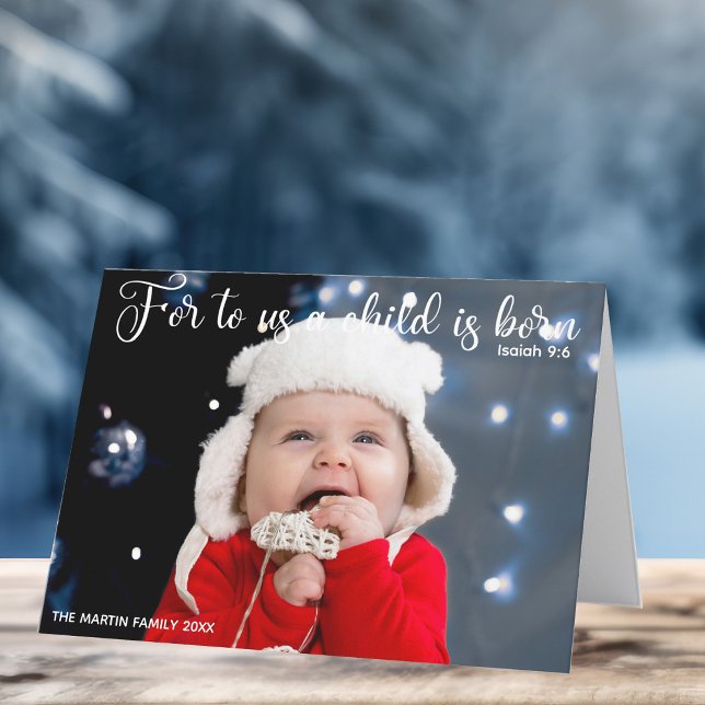 Cartes Pour Fêtes Annuelles Photo de bébé de Noël Bible religieuse Verse plié (Créateur téléchargé)