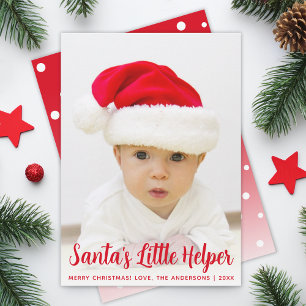 Cartes Pour Fêtes Annuelles Photo de bébé Le petit aide du Père Noël Rouge Noë