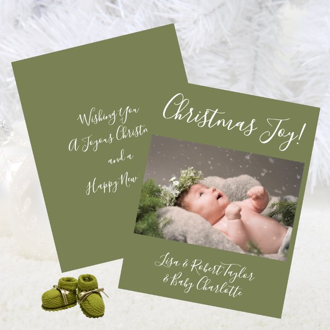 Cartes Pour Fêtes Annuelles Photo de bébé Noël Joie Fêtes (Baby Photo Christmas Joy Holiday)