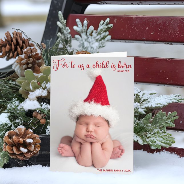 Cartes Pour Fêtes Annuelles Photo de bébé religieuse Bible de Noël Verse plié (Créateur téléchargé)