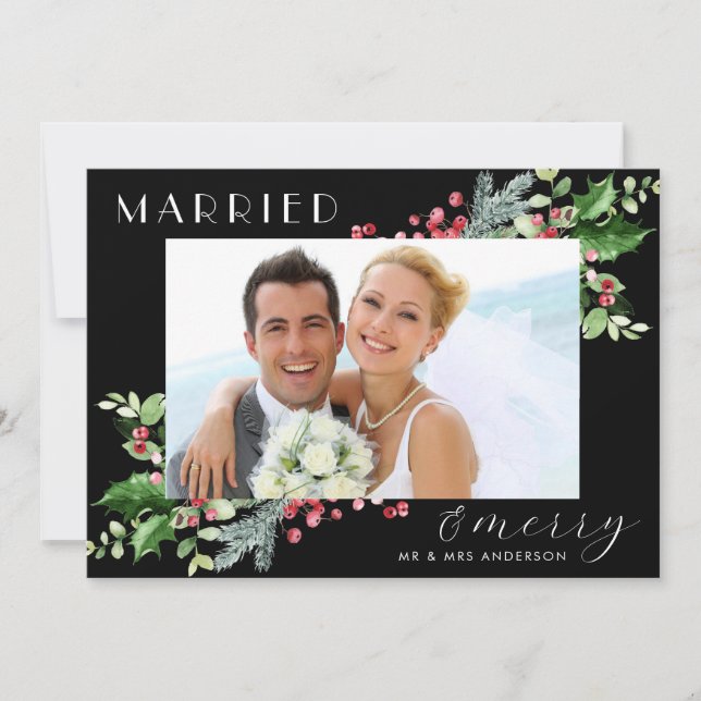 Cartes Pour Fêtes Annuelles Photo De Berry Botanique Mariée Et Joyeuse Nouvell (Devant)