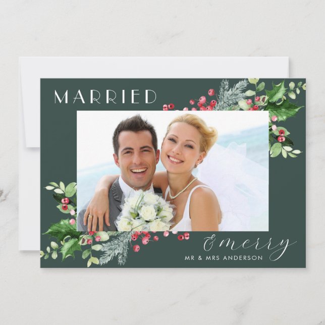 Cartes Pour Fêtes Annuelles Photo De Berry Botanique Mariée Et Joyeuse Nouvell (Devant)