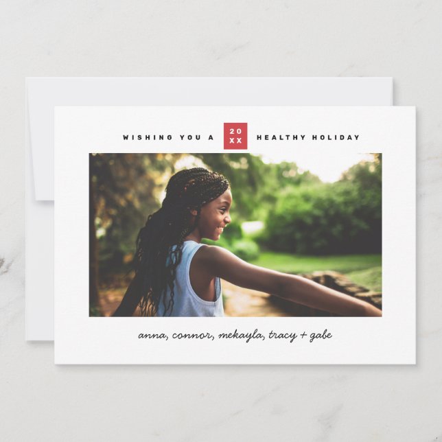 Cartes Pour Fêtes Annuelles Photo de boîte rouge minimale (Devant)