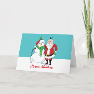 Cartes Pour Fêtes Annuelles Photo de bonhomme de neige de Père Noël