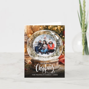 Cartes Pour Fêtes Annuelles Photo de boule à neige rustique de Noël