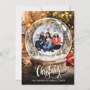 Cartes Pour Fêtes Annuelles Photo de boule à neige rustique de Noël
