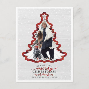Cartes Pour Fêtes Annuelles Photo de cadre de l'arbre de Noël en bois rouge et