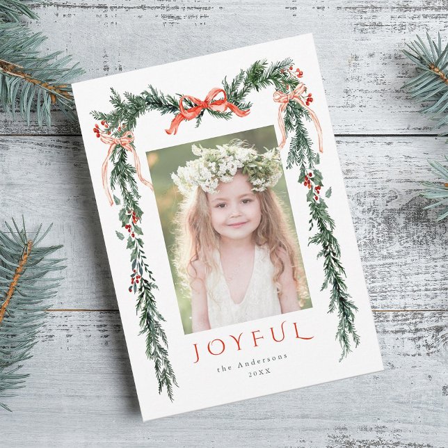 Cartes Pour Fêtes Annuelles Photo de cadre de Noël aquarelle (Créateur téléchargé)