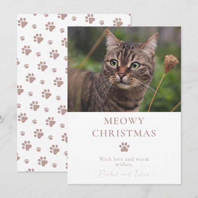 Cartes Pour Fêtes Annuelles Photo de chat personnalisée Noël (Devant / Derrière)