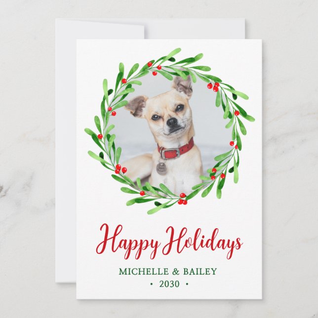 Cartes Pour Fêtes Annuelles Photo de chien Fer de Noël (Devant)