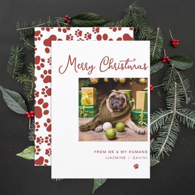 Cartes Pour Fêtes Annuelles Photo de chien mignon Personnalisé Joyeux Noël per (Créateur téléchargé)