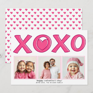 Cartes Pour Fêtes Annuelles Photo de cœur moderne rose XOXO de la Saint-Valent