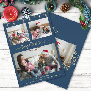 Cartes Pour Fêtes Annuelles Photo de collection Blue Gold de la Marine de Noël