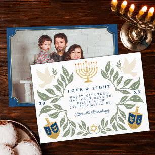 Cartes Pour Fêtes Annuelles Photo de colombe juive Hanukkah blanc