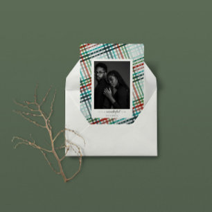 Cartes Pour Fêtes Annuelles Photo de couple sur papier plaid