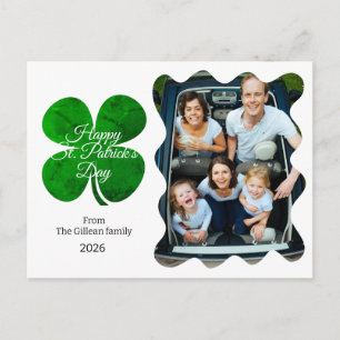 Cartes Pour Fêtes Annuelles Photo de famille aux trèfles verts de la Saint-Pat