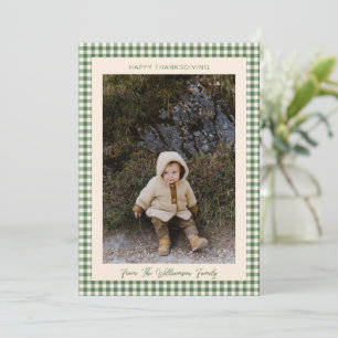 Cartes Pour Fêtes Annuelles Photo de famille Bonne Action de grâce Gingham Ver