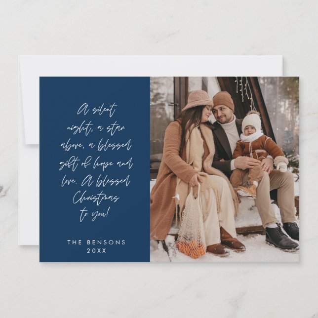 Cartes Pour Fêtes Annuelles Photo de famille chrétienne, Joyeux Noël, religieu (Devant)