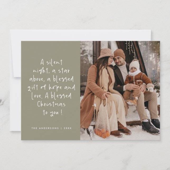 Cartes Pour Fêtes Annuelles Photo de famille chrétienne joyeux Noël religieux (Devant)