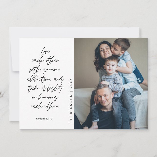 Cartes Pour Fêtes Annuelles Photo de famille chrétienne, Joyeux Noël religieux (Devant)