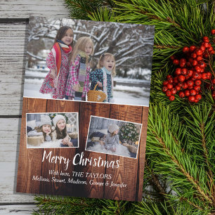 Cartes Pour Fêtes Annuelles Photo de famille collage grange bois Joyeux Noël