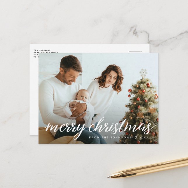 Cartes Pour Fêtes Annuelles Photo de famille contemporaine Joyeux Noël (Devant/Arrière en situation)