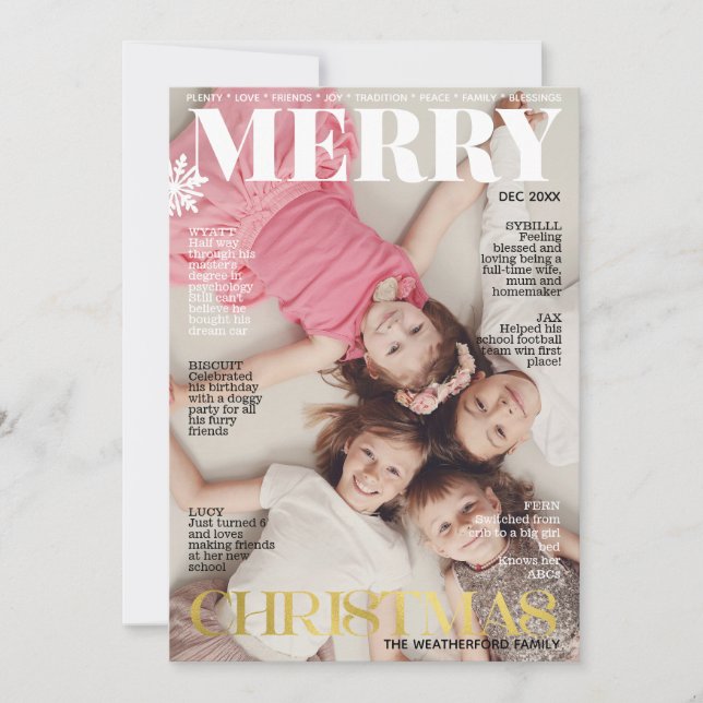 Cartes Pour Fêtes Annuelles Photo de famille de Noël 2024 (Devant)