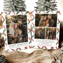 Photo de famille de Noël aux rayures rouges et ver